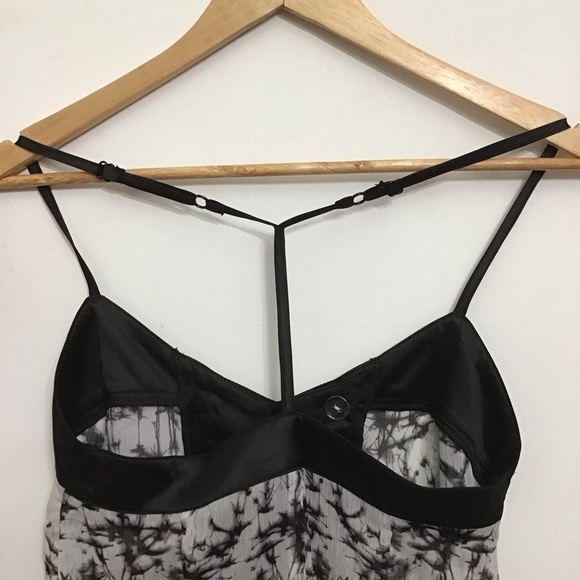 Stacey Zhang top blouse black silky sheer black ecru sleeveless racer back small - Picture 4 of 13
